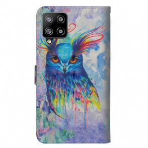 Folio-hoesje voor Samsung Galaxy A42 5G Aquarel Uil