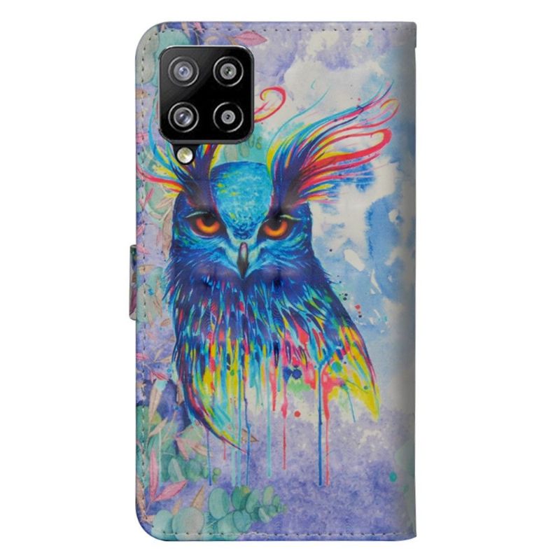 Folio-hoesje voor Samsung Galaxy A42 5G Aquarel Uil