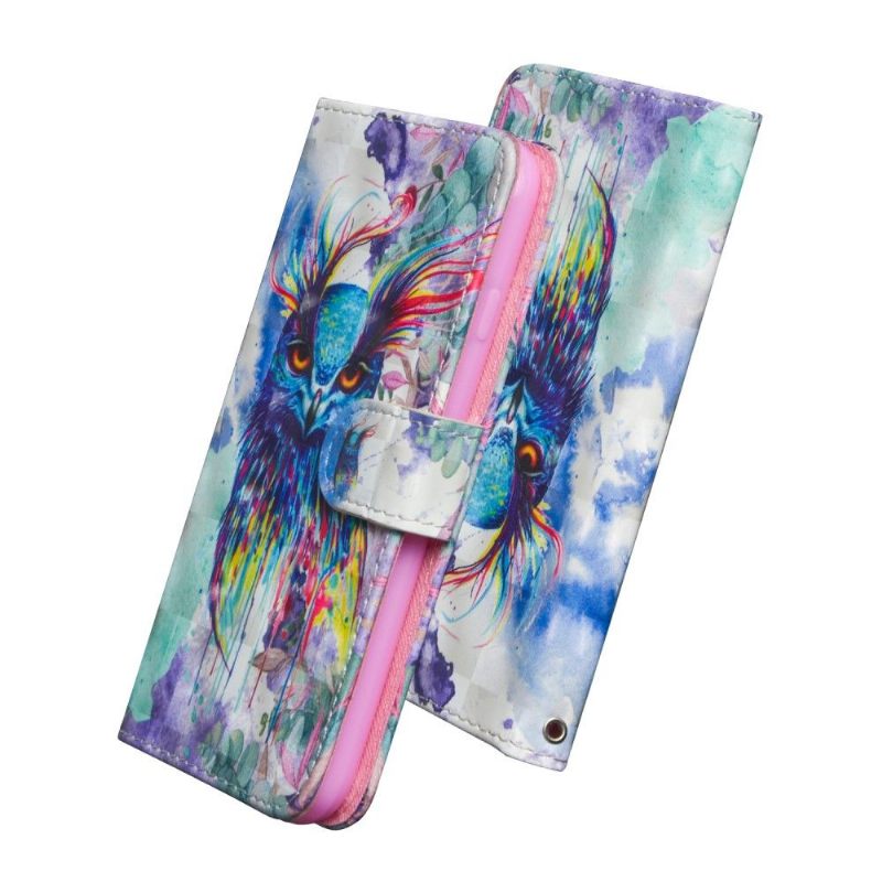 Folio-hoesje voor Samsung Galaxy A42 5G Aquarel Uil