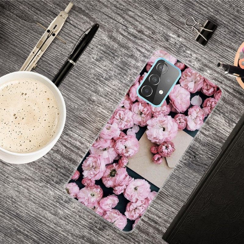 Hoesje voor Samsung Galaxy A42 5G Anti-fall Roze Bloem