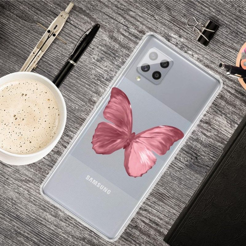 Hoesje voor Samsung Galaxy A42 5G Roze Vlinder