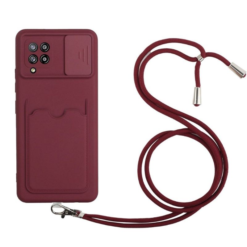 Telefoonhoesje voor Samsung Galaxy A42 5G Camera Cover Met Kaarthouder En Lanyard