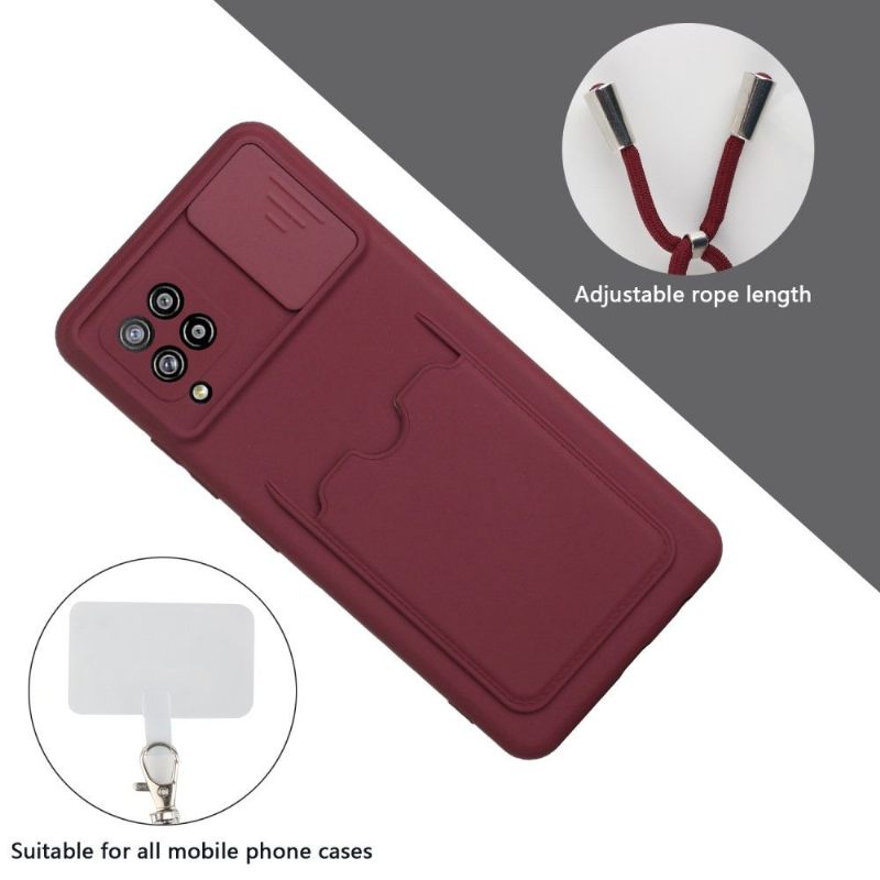 Telefoonhoesje voor Samsung Galaxy A42 5G Camera Cover Met Kaarthouder En Lanyard