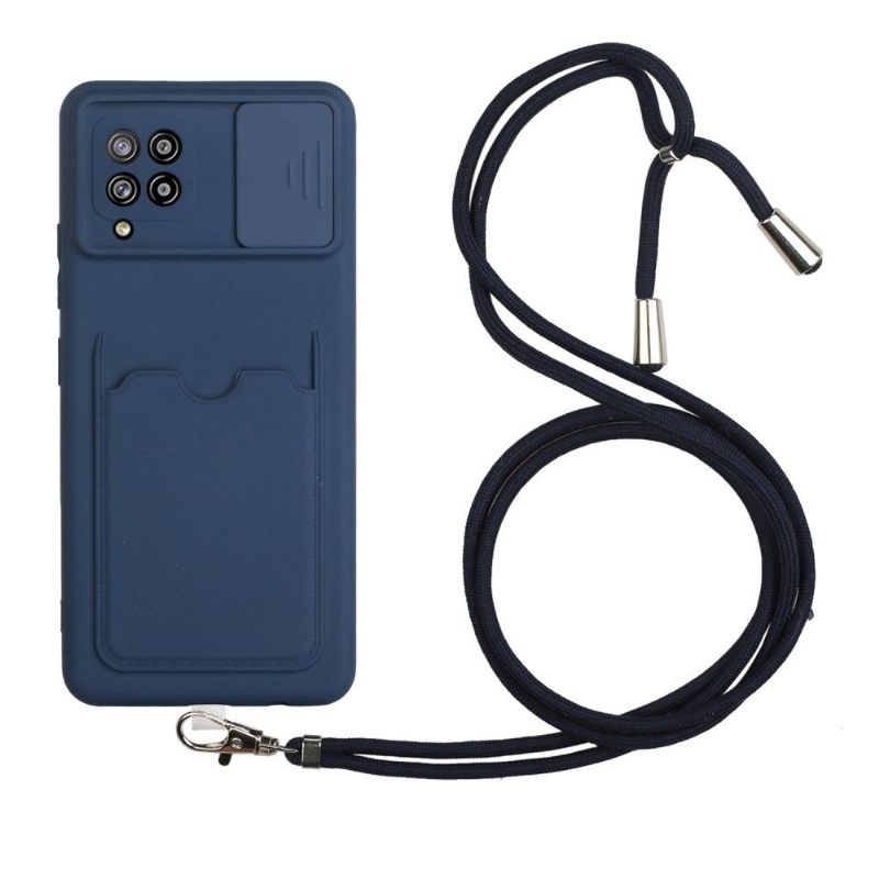 Telefoonhoesje voor Samsung Galaxy A42 5G Camera Cover Met Kaarthouder En Lanyard