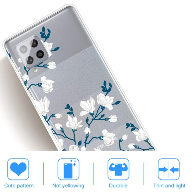 Telefoonhoesje voor Samsung Galaxy A42 5G Witte Bloemen