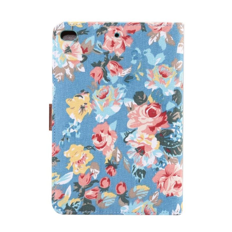 iPad Mini 2019 - Stoffen Hoes Met Bloemenprint - Blauw