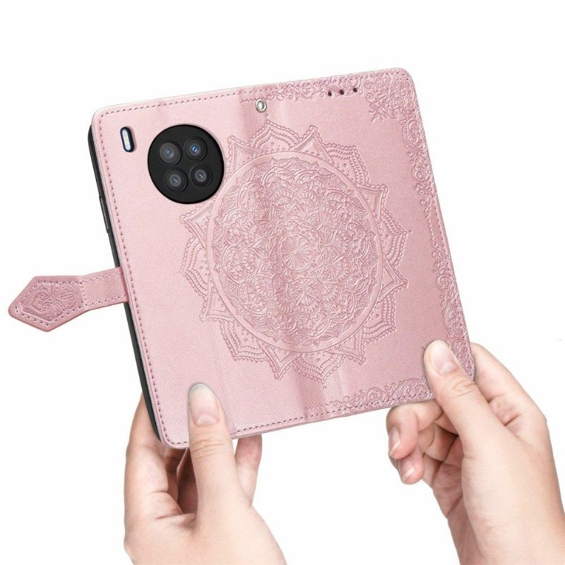 Folio-hoesje voor Huawei Nova 8i / Honor 50 Lite Anti-fall Mandala-reliëf In Kunstleer