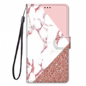 Folio-hoesje voor Xiaomi 13 Pro Marmer En Glitterdriehoek