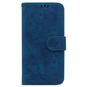 Folio-hoesje voor Xiaomi 13 Pro Met Ketting Strappy Rozen En Vlinders