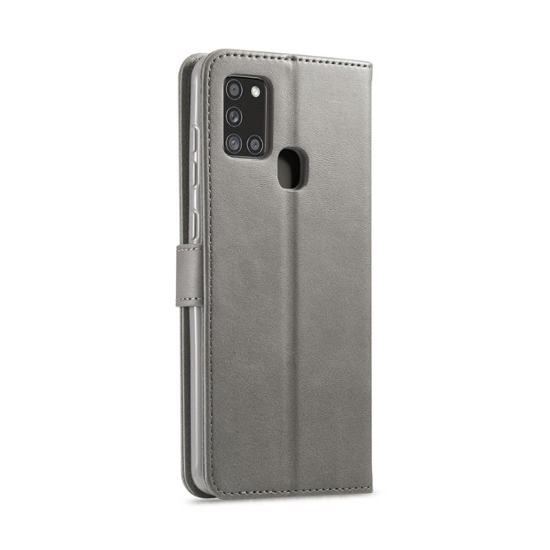 Case voor Samsung Galaxy A21s Bescherming Tommy Style Leereffect - Grijs