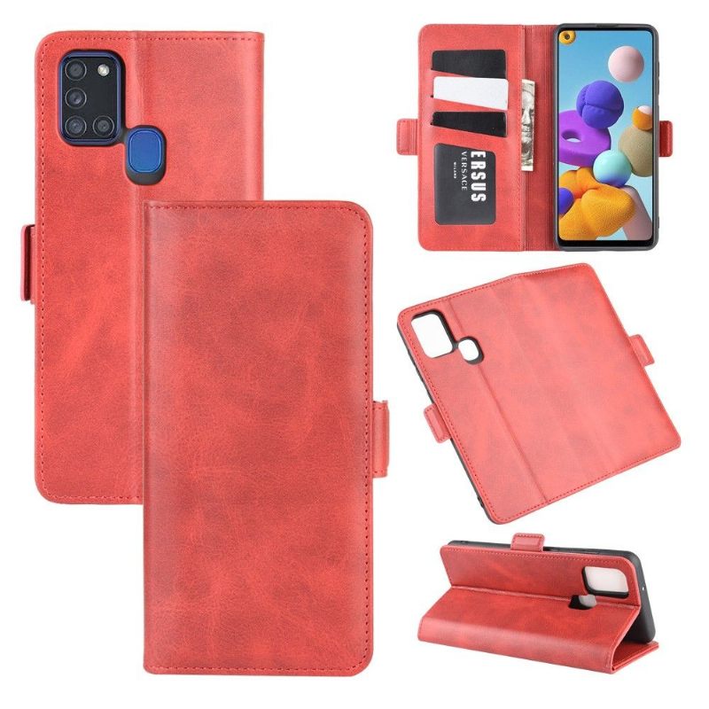 Flip Case voor Samsung Galaxy A21s Portemonnee Leren Portemonnee Van Mat Kunstleer