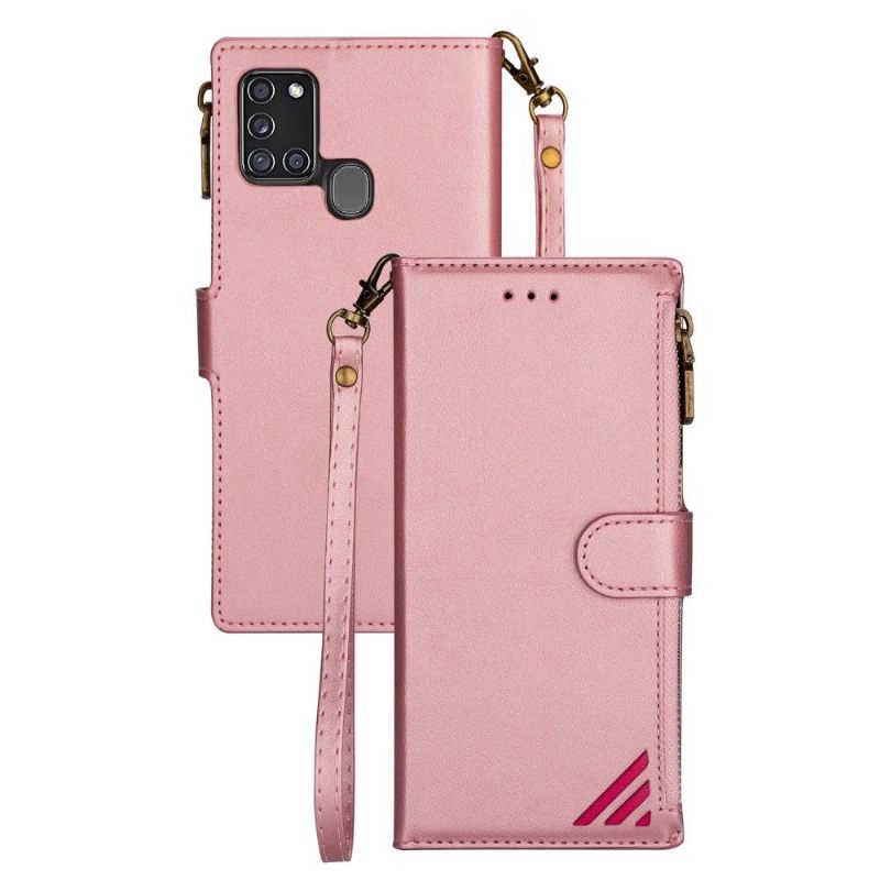 Folio-hoesje voor Samsung Galaxy A21s Anti-fall Portemonnee Leren Sandy Fresh