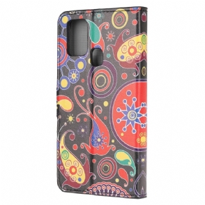 Folio-hoesje voor Samsung Galaxy A21s Kleurrijk Paisley