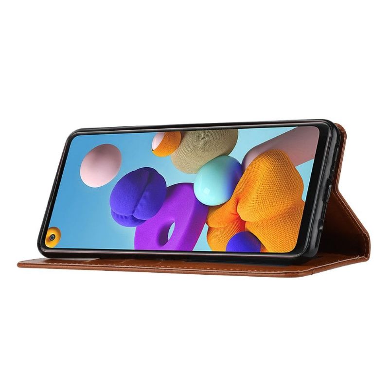 Folio-hoesje voor Samsung Galaxy A21s Stand Case Met Leren Effect