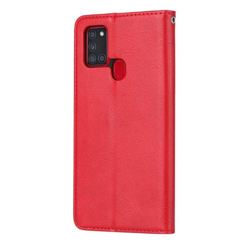 Folio-hoesje voor Samsung Galaxy A21s Stand Case Met Leren Effect