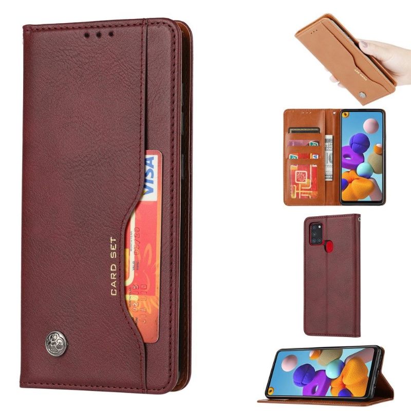 Folio-hoesje voor Samsung Galaxy A21s Stand Case Met Leren Effect