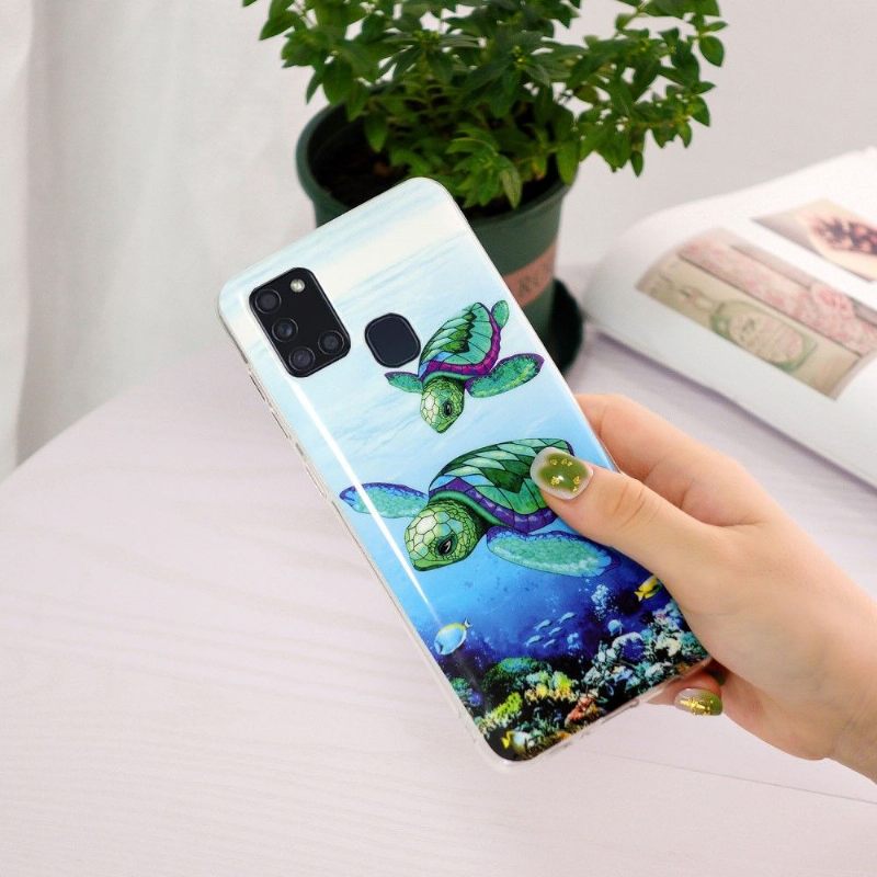 Hoesje voor Samsung Galaxy A21s Fluorescerende Schildpadden