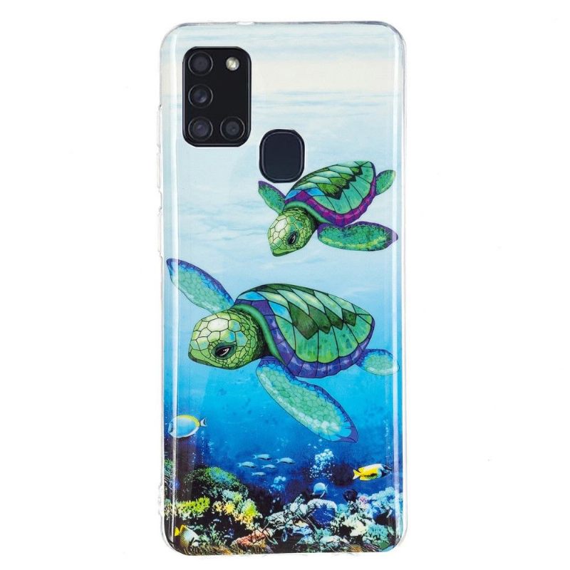 Hoesje voor Samsung Galaxy A21s Fluorescerende Schildpadden