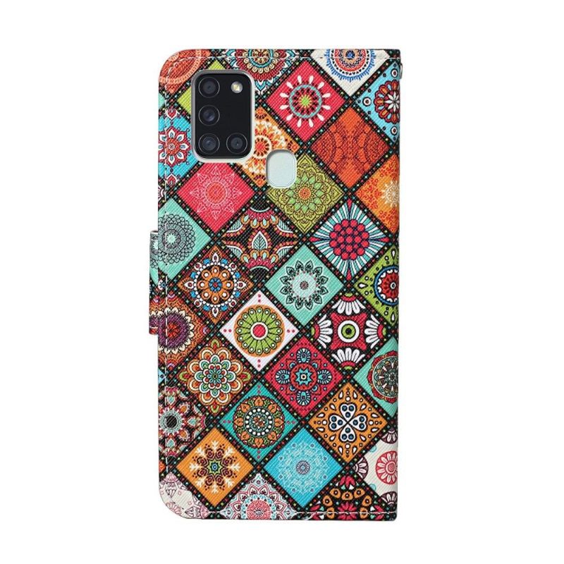 Leren Hoesje voor Samsung Galaxy A21s Bescherming Mandala Caleidoscoop