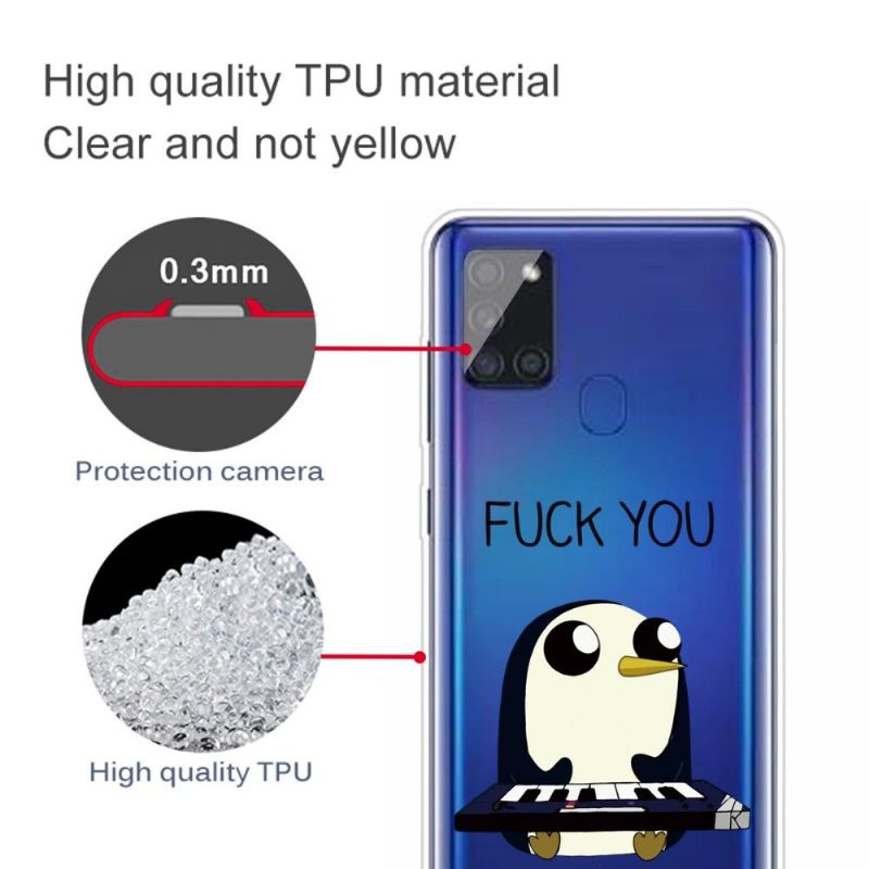 Telefoonhoesje voor Samsung Galaxy A21s Pinguïnpiano"fuck You"