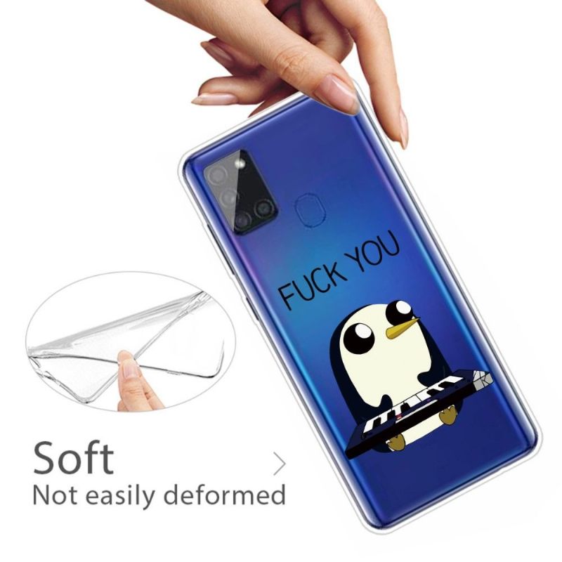 Telefoonhoesje voor Samsung Galaxy A21s Pinguïnpiano"fuck You"