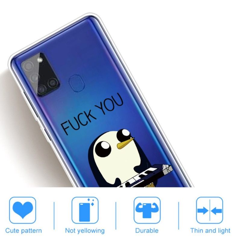 Telefoonhoesje voor Samsung Galaxy A21s Pinguïnpiano"fuck You"