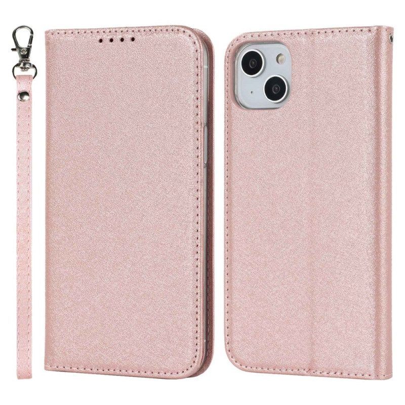 Bescherming Hoesje voor iPhone 14 Plus Folio-hoesje Zachte Lederen Stijl Met Riem