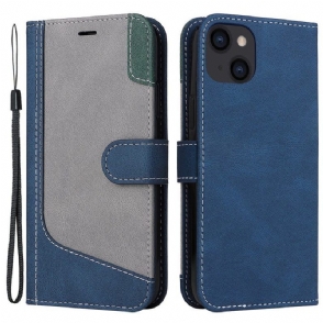 Folio-hoesje voor iPhone 14 Plus Driekleur Met Lanyard