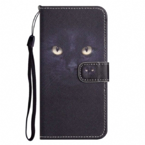 Folio-hoesje voor iPhone 14 Plus Met Ketting Zwarte Kat Met Riem