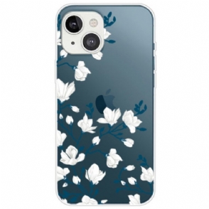 Hoesje voor iPhone 14 Plus Witte Bloemen