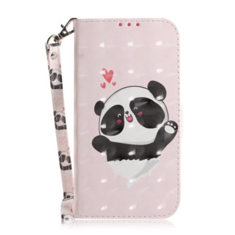 Leren Hoesje voor iPhone 14 Plus Met Ketting Strakke Panda