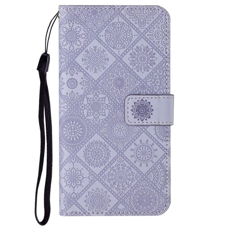 Leren Hoesje voor iPhone 14 Plus Tapijt Patroon