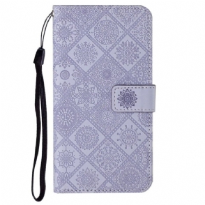 Leren Hoesje voor iPhone 14 Plus Tapijt Patroon