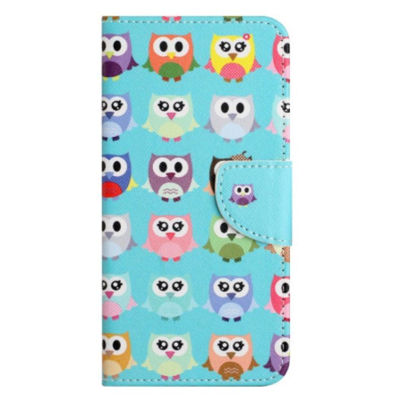 Leren Hoesje voor iPhone 14 Plus Uil Stam