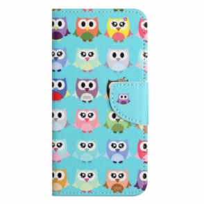 Leren Hoesje voor iPhone 14 Plus Uil Stam