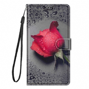 Flip Case voor Xiaomi 12 / 12X Met Ketting Strakke Bloemen