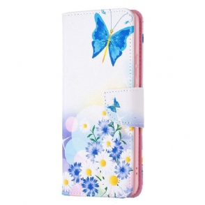 Folio-hoesje voor Xiaomi 12 / 12X Geschilderde Vlinders En Bloemen