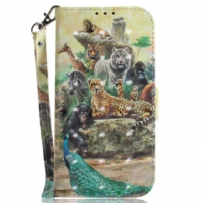 Folio-hoesje voor Xiaomi 12 / 12X Met Ketting String Safari Dieren