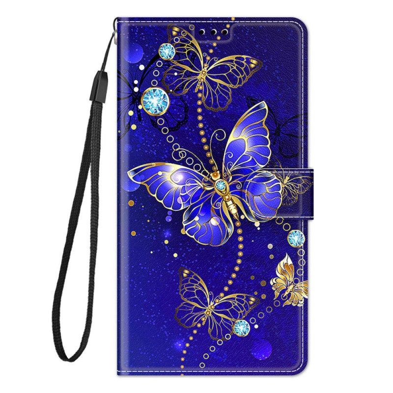 Leren Hoesje voor Xiaomi 12 / 12X Vlinderwaaier Met Lanyard