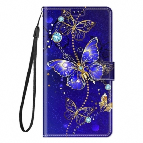 Leren Hoesje voor Xiaomi 12 / 12X Vlinderwaaier Met Lanyard