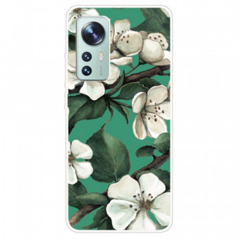 Telefoonhoesje voor Xiaomi 12 / 12X Siliconen Witte Bloemen