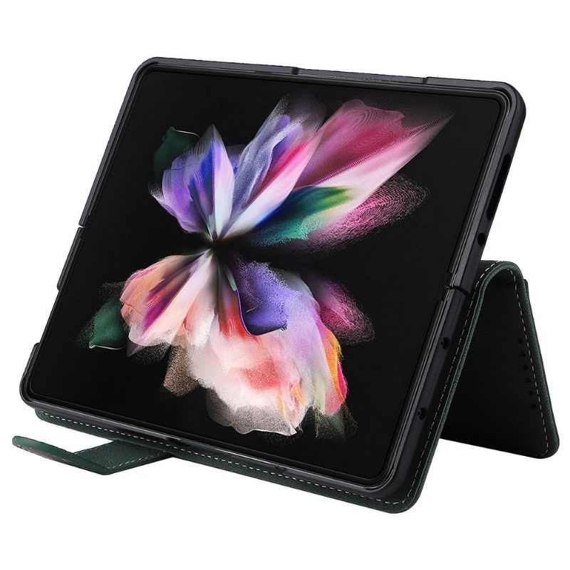 Hoesje Folio-hoesje voor Samsung Galaxy Z Fold 3 5G Kunstleer Stiksels