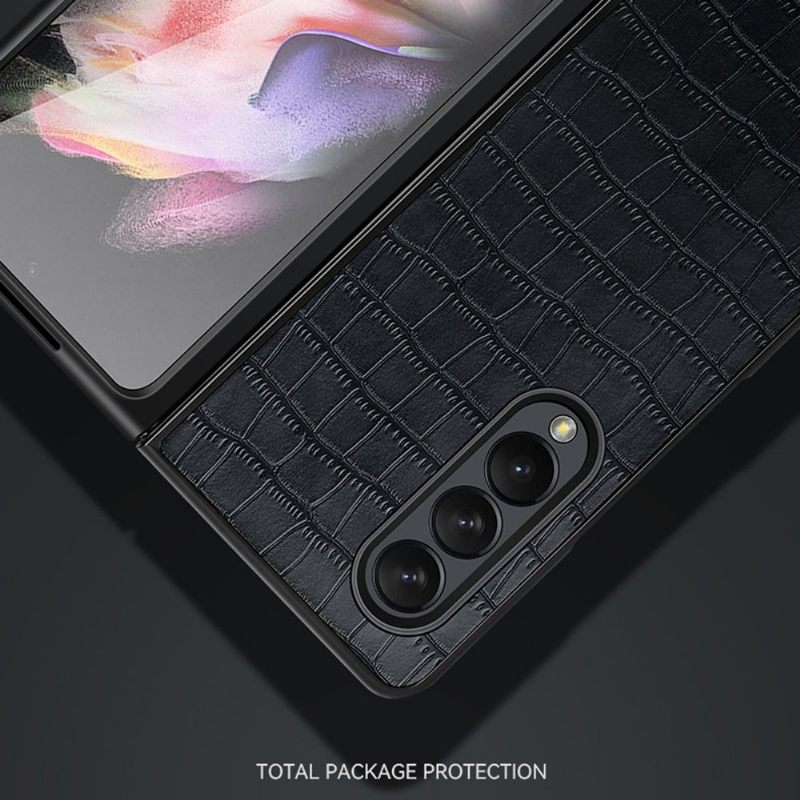 Hoesje voor Samsung Galaxy Z Fold 3 5G Anti-fall Sulada Croco Leder Effect