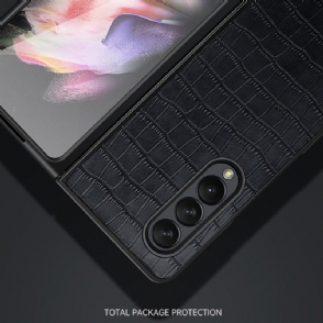 Hoesje voor Samsung Galaxy Z Fold 3 5G Anti-fall Sulada Croco Leder Effect