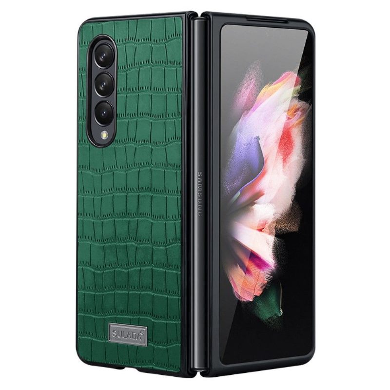 Hoesje voor Samsung Galaxy Z Fold 3 5G Anti-fall Sulada Croco Leder Effect