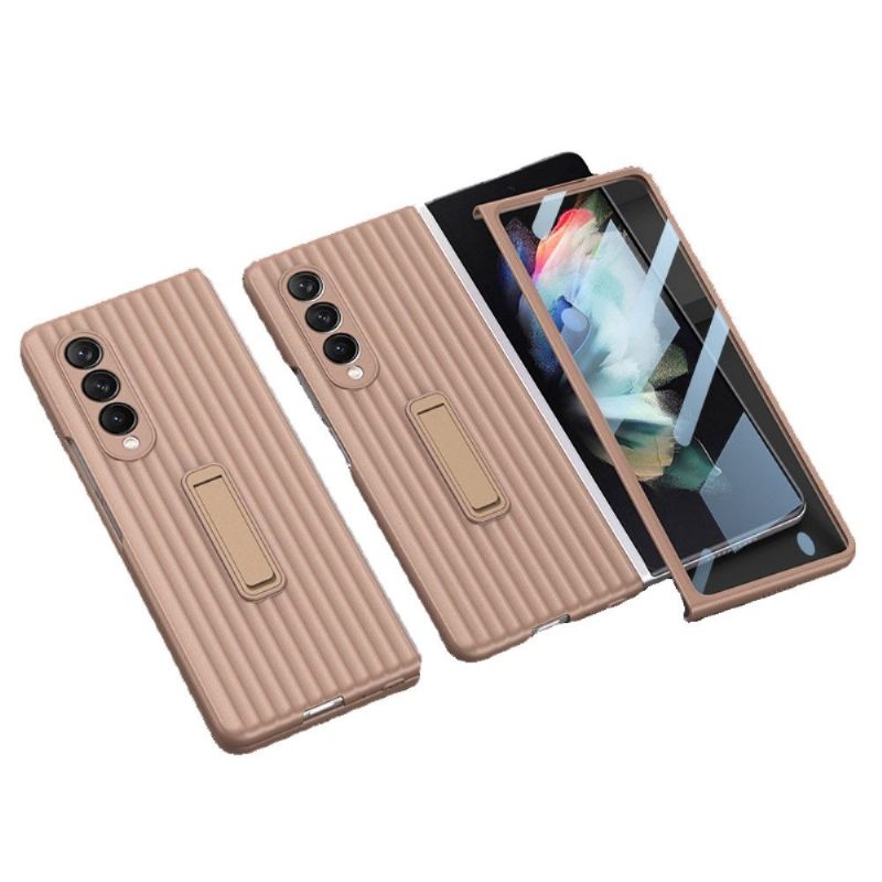 Hoesje voor Samsung Galaxy Z Fold 3 5G Bescherming Hoesje Koffer + Gehard Glas