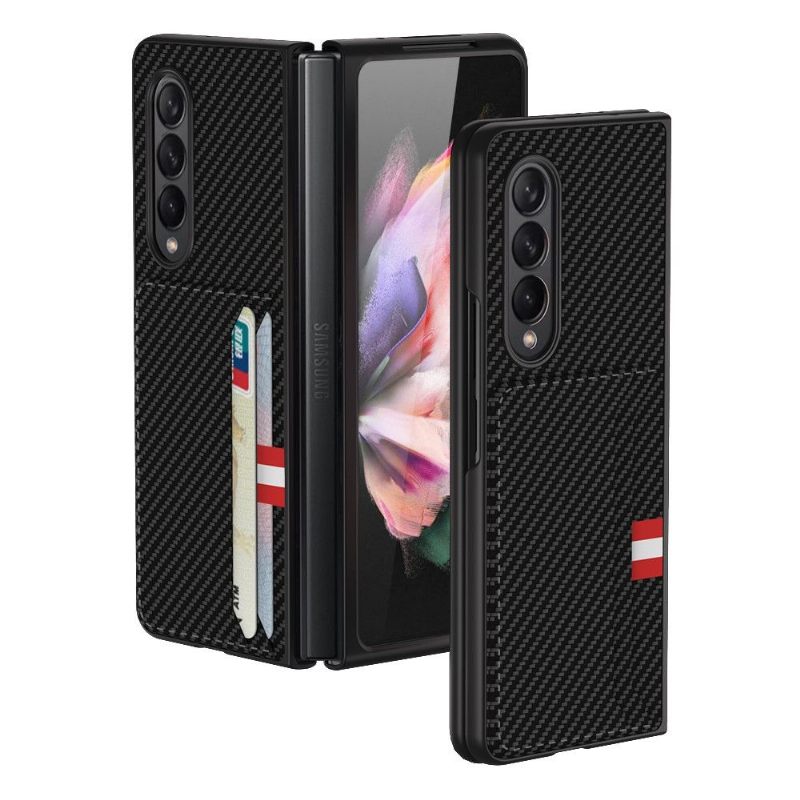 Hoesje voor Samsung Galaxy Z Fold 3 5G Karbon-kaarthouder