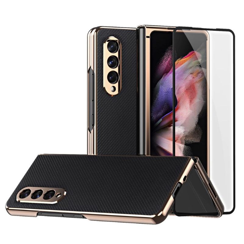 Telefoonhoesje voor Samsung Galaxy Z Fold 3 5G Bescherming Karbon + Beschermfolie