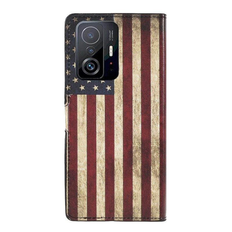 Folio-hoesje voor Xiaomi 11T / 11T Pro Anti-fall Vintage Amerikaanse Vlag