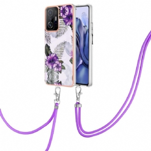 Hoesje voor Xiaomi 11T / 11T Pro Met Koord Exotische Bloemen